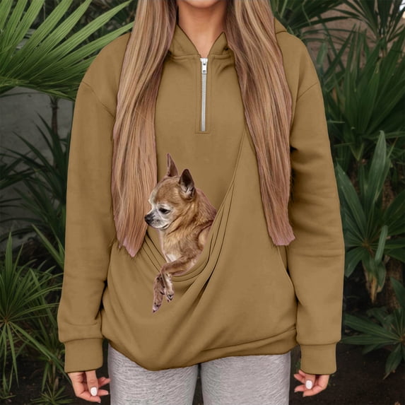 PAFNAFHF Women's Pet Pouch Hoodie With Pocket For Dogs Cat Snack ...