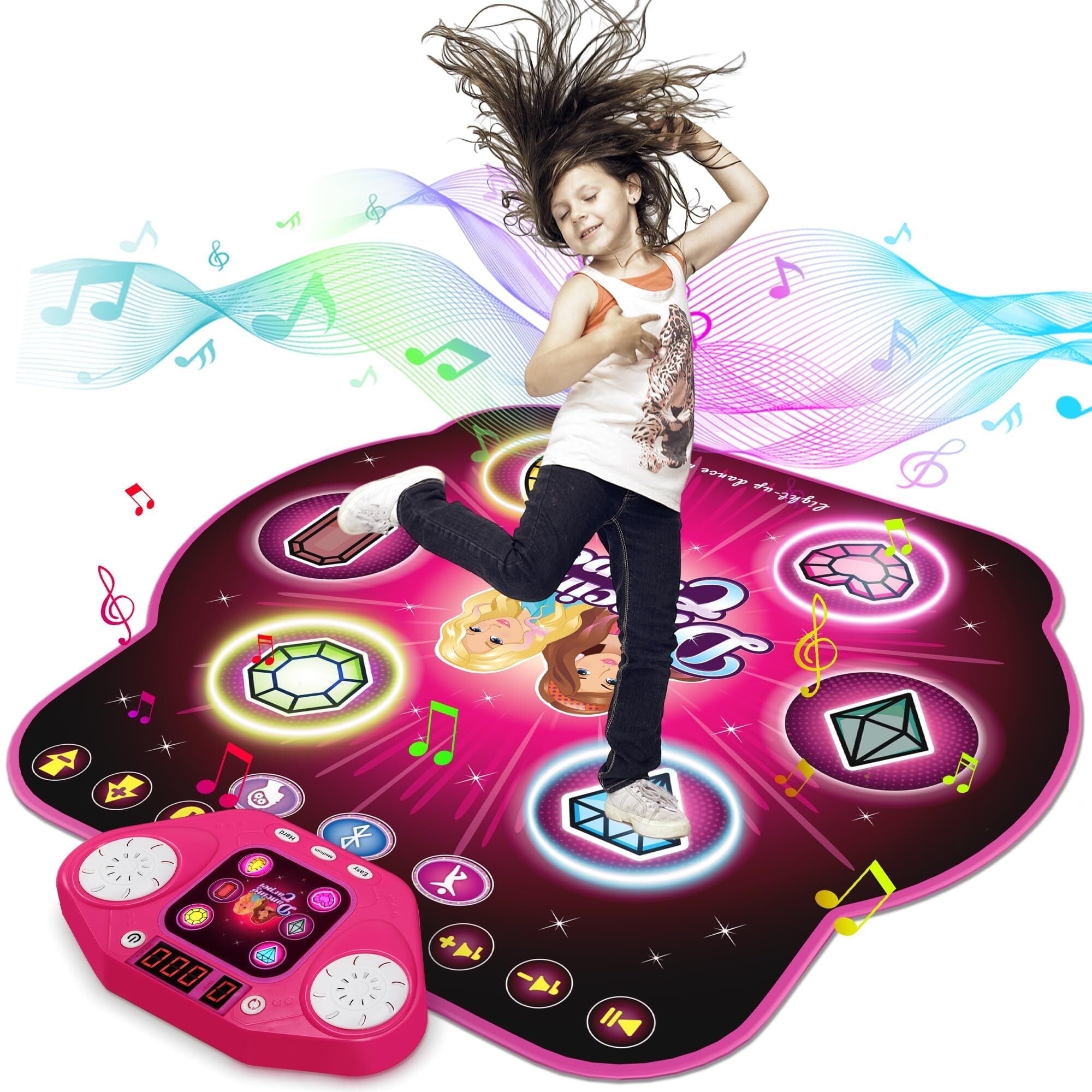 PAFOLO Dance Mat Toys for 3-12 Year Old Kids,Electronic Dance Pad with Light-up 6-Button & Wireless Bluetooth,5 Game Modes Princess Dancing Mat,Christmas Gifts for 3 4 5 6 7 8 9 10+Year Old Girls