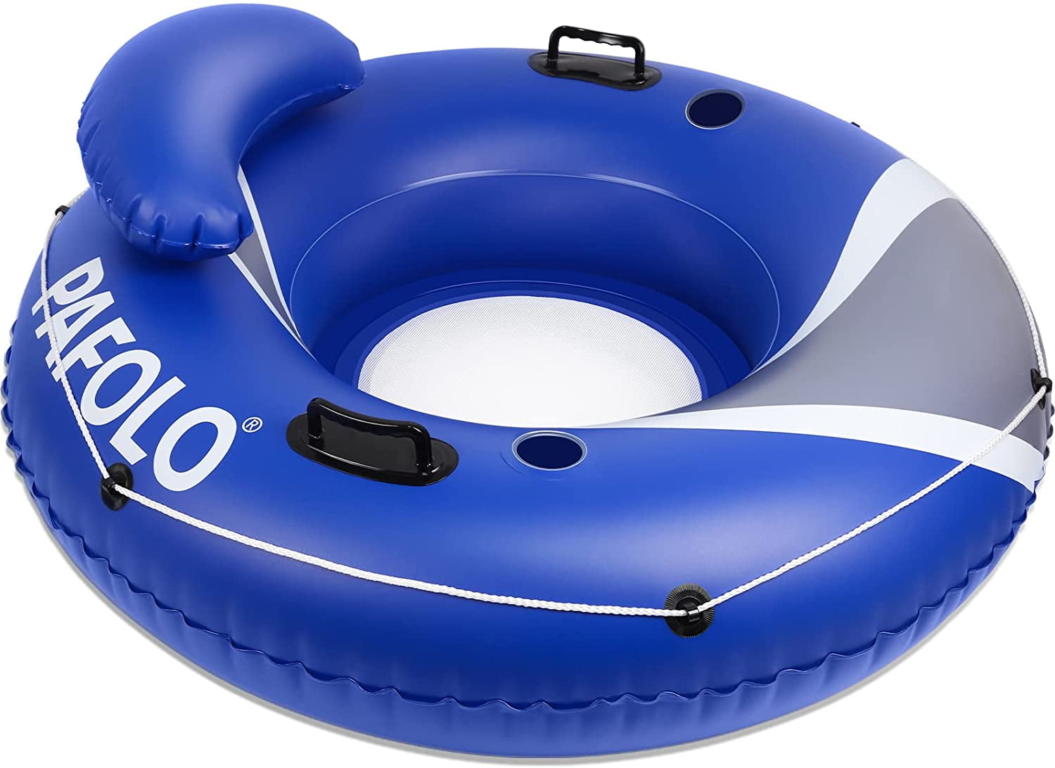 PAFOLO Pool Float Adult, River Tubes for Floating Heavy Duty, River Floats  with Mesh Bottom, 2 Cup Holders, 2 Heavy-Duty Handles, Headrest, 53  Inflatable Float Tube for Beach Lake Rafting 