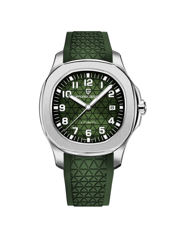 Automatic Men's Watch New Stainless Steel Mechanical Wrist Watch for Men, 100M Waterproof, Synthetic Sapphire Dial Glass, Rubber Strap, PD-YS031