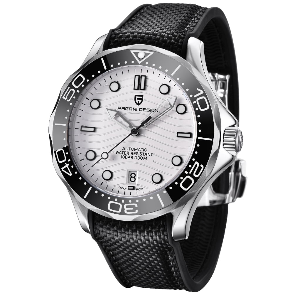 PAGANI DESIGN Men's Automatic Watches 42mm Stainless Steel Sports Waterproof Wrist Watch for Men with Japanese Movement Ceramic Bezel