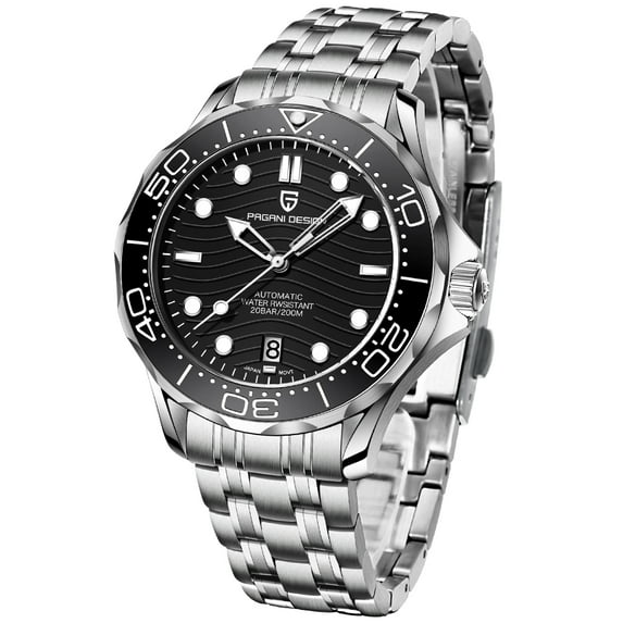 PAGANI DESIGN Men's Automatic Watches 42mm Stainless Steel Sports Waterproof Wrist Watch for Men with Japanese Movement Ceramic Bezel