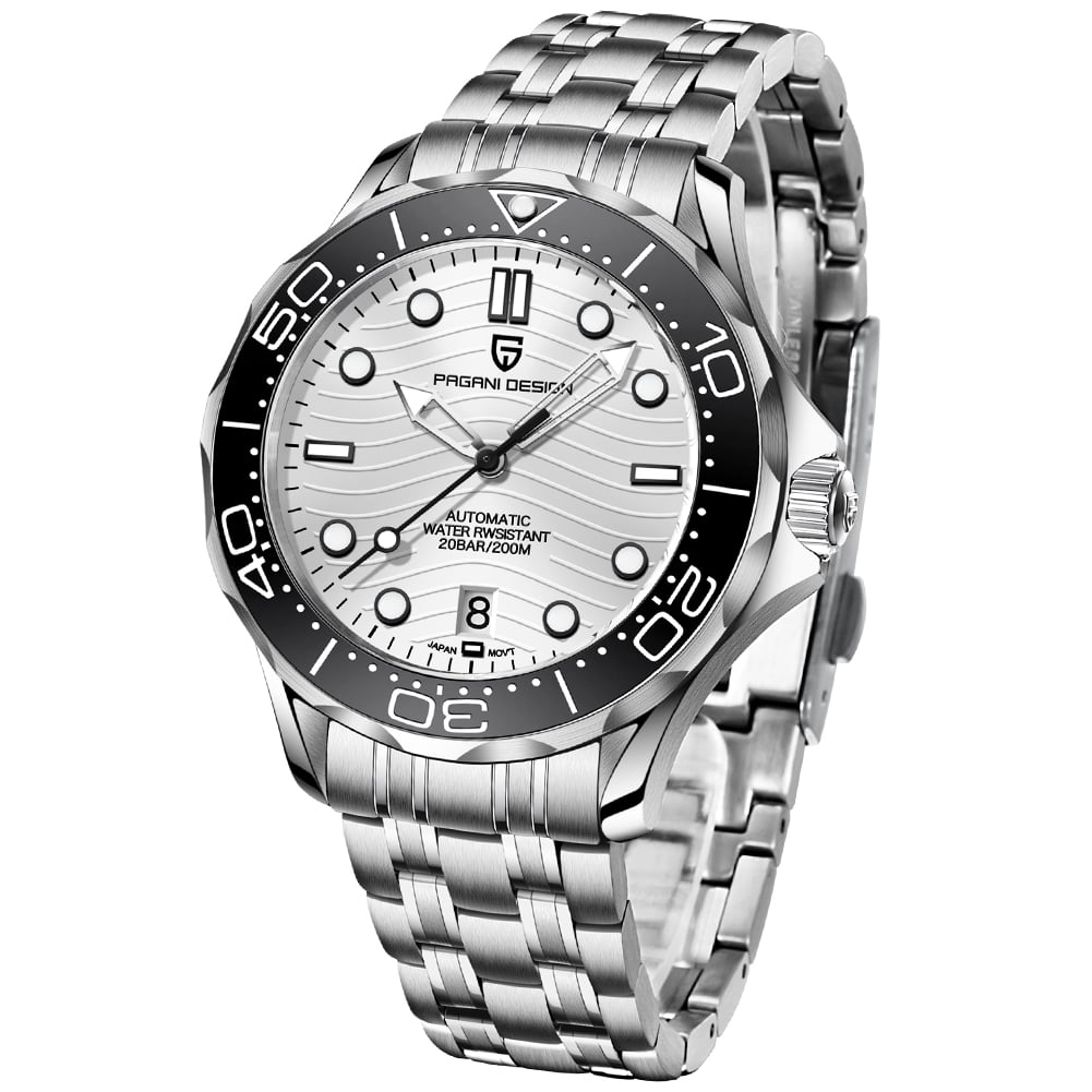 PAGANI DESIGN Men's Automatic Watches 42mm Stainless Steel Sports Waterproof Wrist Watch for Men with Japanese Movement Ceramic Bezel