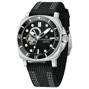 PAGANI DESIGN Mens Automatic Watches Unique Square Stainless Steel Mechanical Sports Wrist Watch for Men Nylon Watchband 100M Waterproof