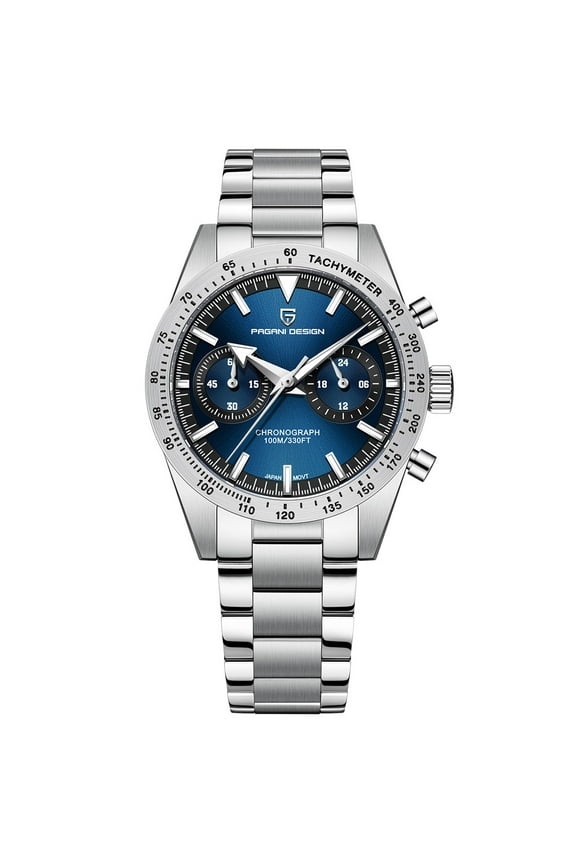 Men's Chronograph Quartz Watches 40mm Stainless Steel Waterproof Sports Business Wrist Watch for Men