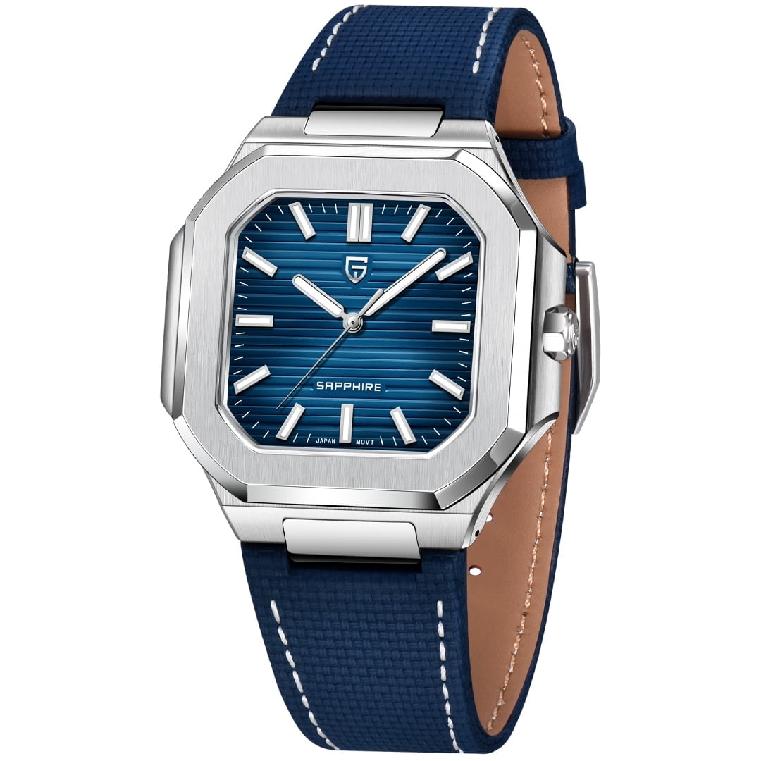 PAGANI DESIGN Men's Quartz Watch 37MM Stainless Steel Sports Waterproof Business Wrist Watch for Men, Synthetic Sapphire, Japan TMI VH31 Movt, PD-YS019