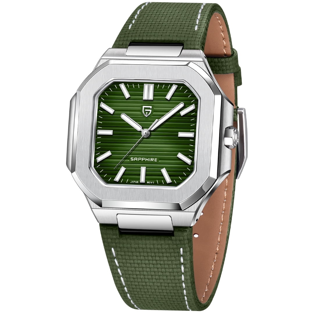 PAGANI DESIGN Men's Quartz Watch 37MM Stainless Steel Sports Waterproof Business Wrist Watch for Men, Synthetic Sapphire, Japan TMI VH31 Movt, PD-YS019