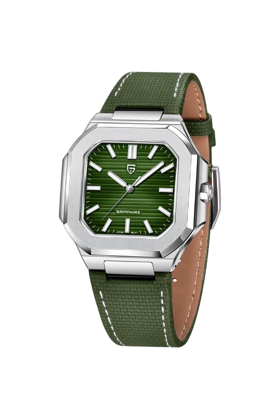 Men's Quartz Watch 37MM Stainless Steel Sports Waterproof Business Wrist Watch for Men, Synthetic Sapphire, Japan TMI VH31 Movt, PD-YS019