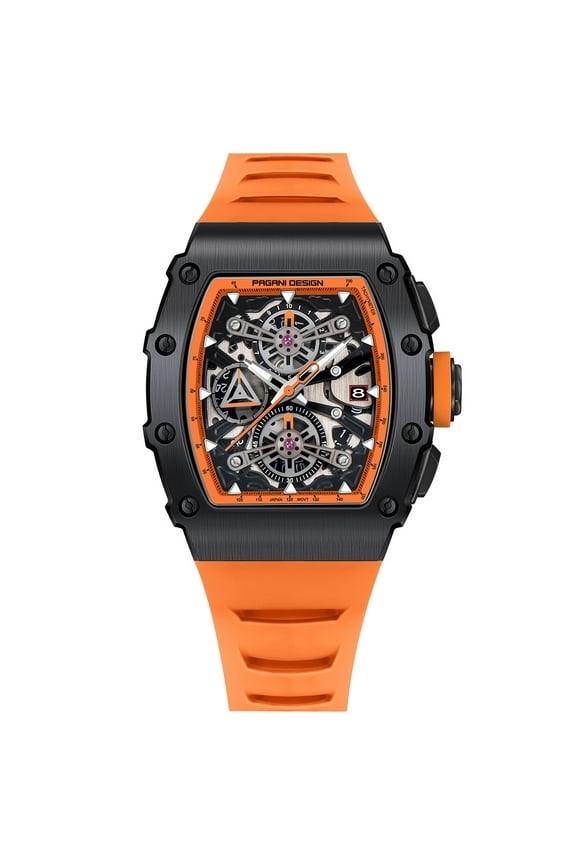 Men's Quartz Watches Chronograph Tonneau Stainless Steel Sports Wrist Watches for Men Synthetic Sapphire Dial Glass