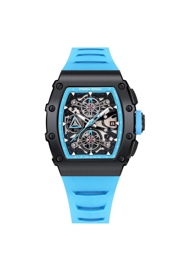 Men's Quartz Watches Chronograph Tonneau Stainless Steel Sports Wrist Watches for Men Synthetic Sapphire Dial Glass