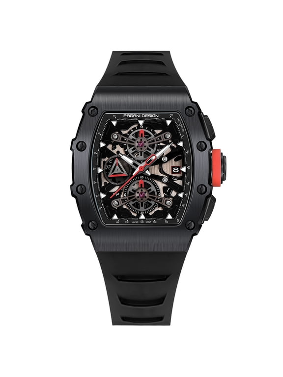 Men's Quartz Watches Chronograph Tonneau Stainless Steel Sports Wrist Watches for Men Synthetic Sapphire Dial Glass