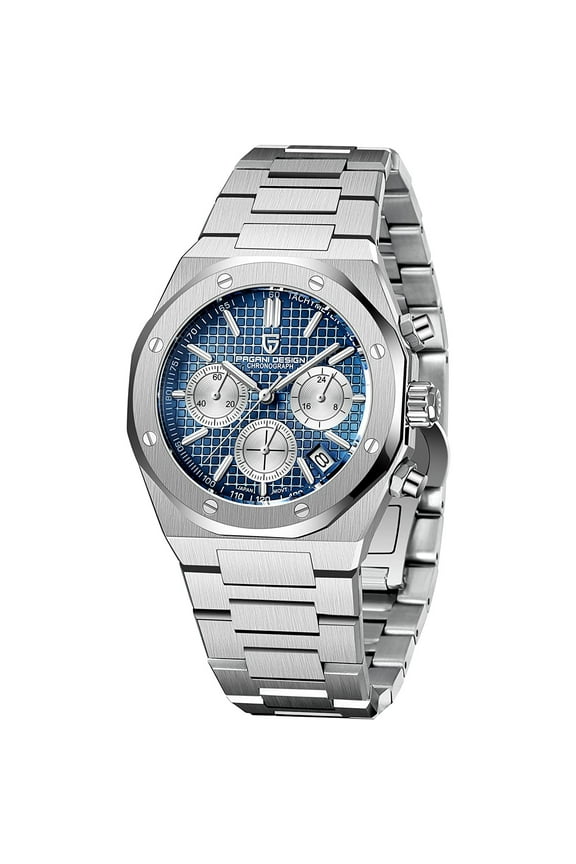 Men's Watches 40mm Chronograph Quartz Wrist Watches 100M Waterproof full Stainless Steel