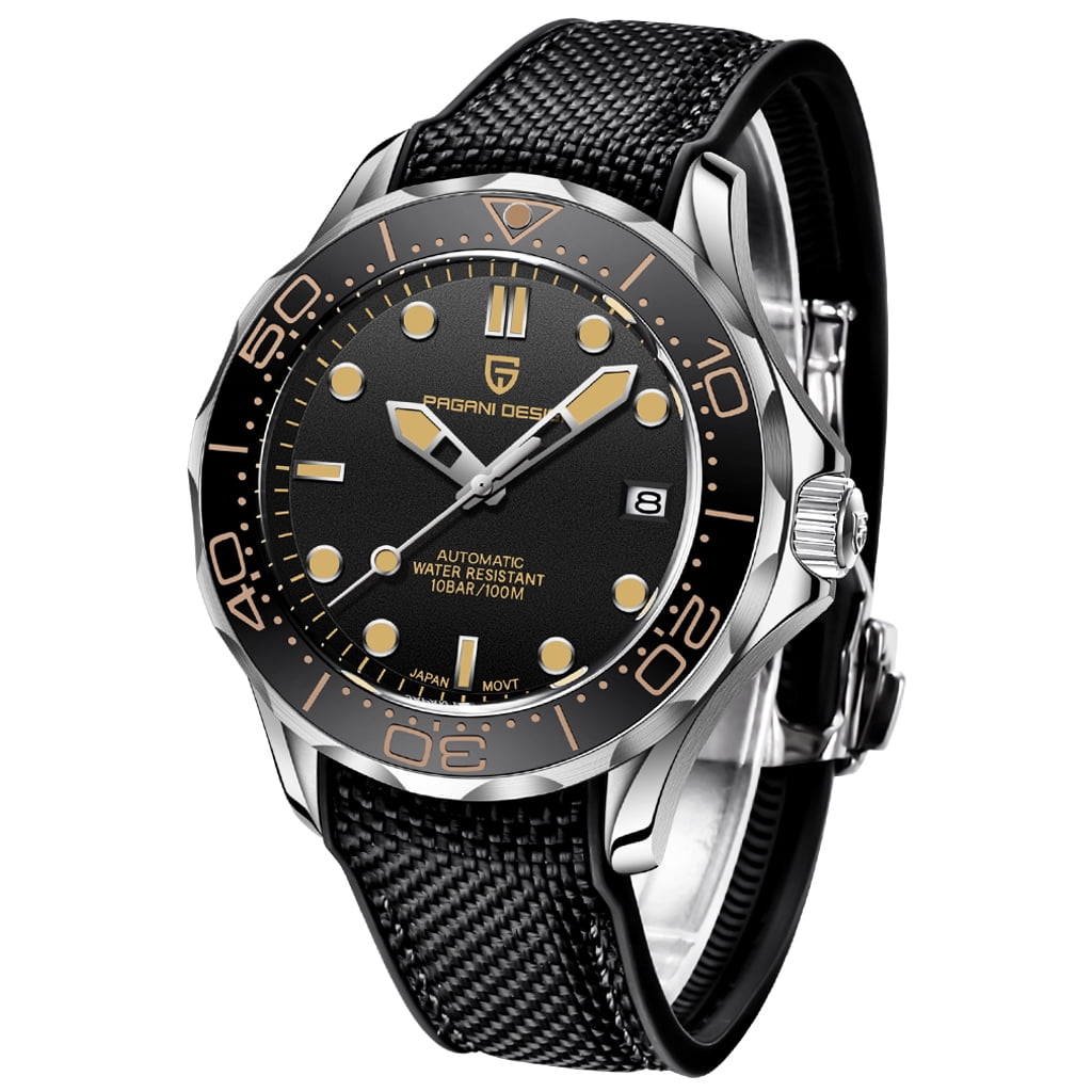 PAGANI DESIGN Men's Watches full Automatic Mechanical Sports Wrist Watch for Men Stainless Steel Mesh Watchband 100M Waterproof Ceramic Bezel PD1667