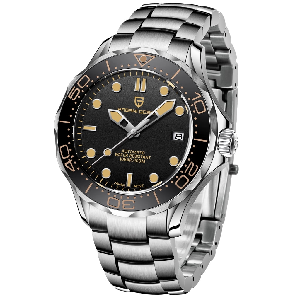 PAGANI DESIGN Men's Watches full Automatic Mechanical Sports Wrist Watch for Men Stainless Steel Mesh Watchband 100M Waterproof Ceramic Bezel PD1667