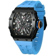 PAGANI DESIGN New Mens Quartz Watches Stainless Steel Waterproof Tonneau Wrist Watch for Men with Japan VH65 Movt, Rubber Watchband
