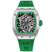 PAGANI DESIGN New Mens Quartz Watches Tonneau Stainless Steel Auto Date Sports Wrist Watch for Men