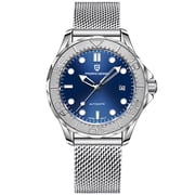 PAGANI DESIGN PD-1818 New Automatic Mens Watch Diver 300 Homage full Stainless Steel Mechanical 100M Waterproof Wrist Watch for Men, Synthetic Sapphire Dial Glass, Mesh Watch Strap