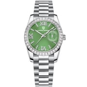 PAGANI DESIGN Womens Watches 32mm Luxury Stainless Steel Waterproof Wrist Watch for Women Diamond Bezel Sapphire Dial Glass PD-1776