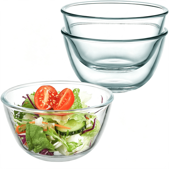 PAGEIA 3-Pack 5-" Glass Cereal Bowls,Clear Glass Serving Bowls for Salad,Pasta,Soup,Cereal - 16 Oz Capacity,Modern Style,Versatile Glass Cereal Bowls