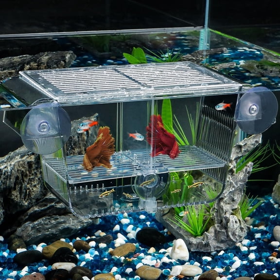 PAGEIA Aquarium Fish Breeding Box,Fish Tank Hatchery Incubator with 6 Suction Cups Acrylic Hatching Box for Baby Fish Shrimp Betta Medium Acclimation Isolation Box