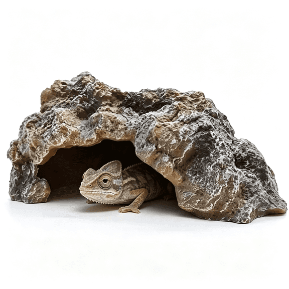 PAGEIA Reptile Hide Cave,Resin Rock Snake Hide for Ball Python,Leopard Gecko Tank Accessories,Reptile Tank Decor for Tarantula Hermit Crab,Aquarium Cave for Tank