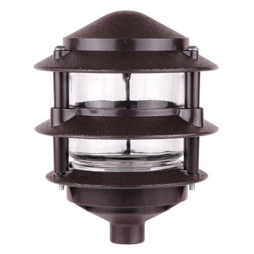Bronze Pagoda 3-Tier Garden Light with Lime Crystal Glass Globe