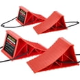 thumbnail image 1 of PAHTTO 4Pack Wheel Chocks, Heavy Duty Wheel Chocks with Rope for Easy Removal, Durable, Non-Slip, Hard Plastic Wheel Chocks for, RV, Camper, Effective in Keeping Your Vehicle in Place, Red, 1 of 7