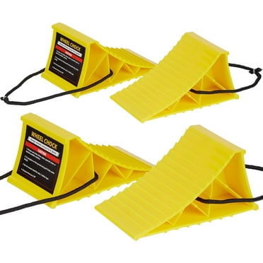 leadstand Car Wheel Chocks, Non Slip Base, RV,Trailer,Yellow Plastic