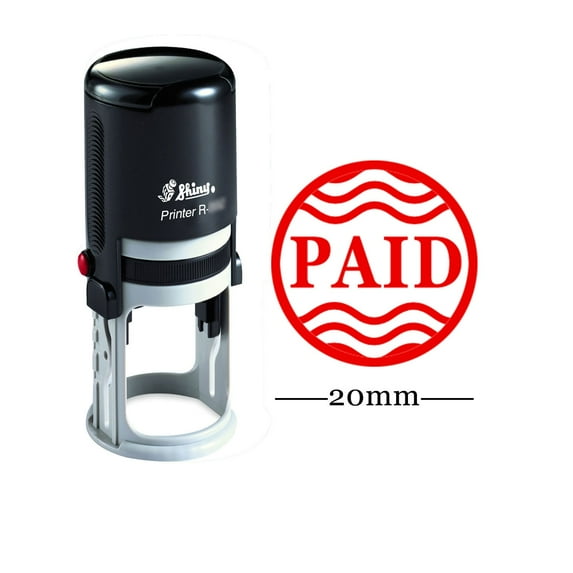 PAID Round Self Inking Office Stationary Stamp Personalized Custom Shiny 20mm Rubber Stamp