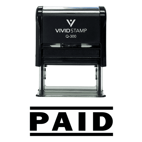 PAID Self Inking Rubber Stamp (Black) - Large