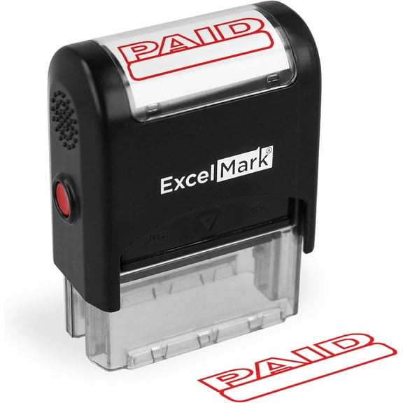 ExcelMark Paid Self Inking Rubber Stamp - Red Ink