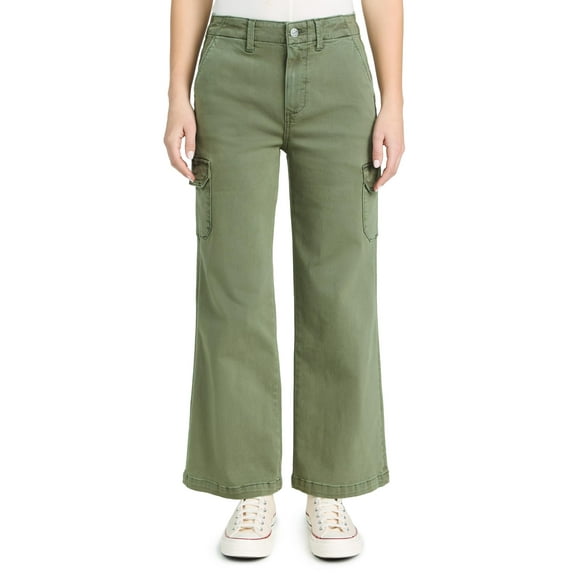 PAIGE Women's Carly Pants with Cargo Pockets, Vintage Ivy Green, 28