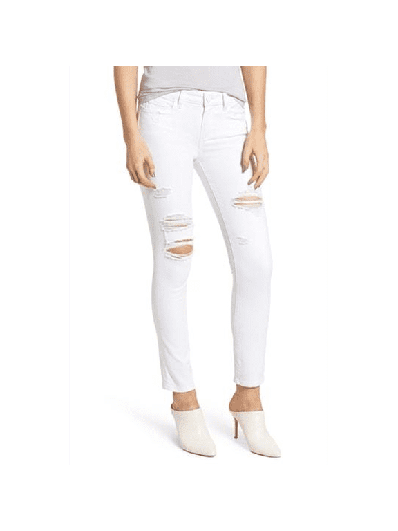 Women's Skyline Ankle Peg Jeans, Bright White Destructed, 24