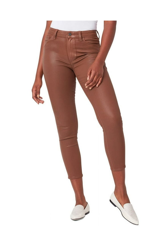 womens Bombshell Cognac Luxe Coating High-Rise Ankle Ultra Skinny Jean,