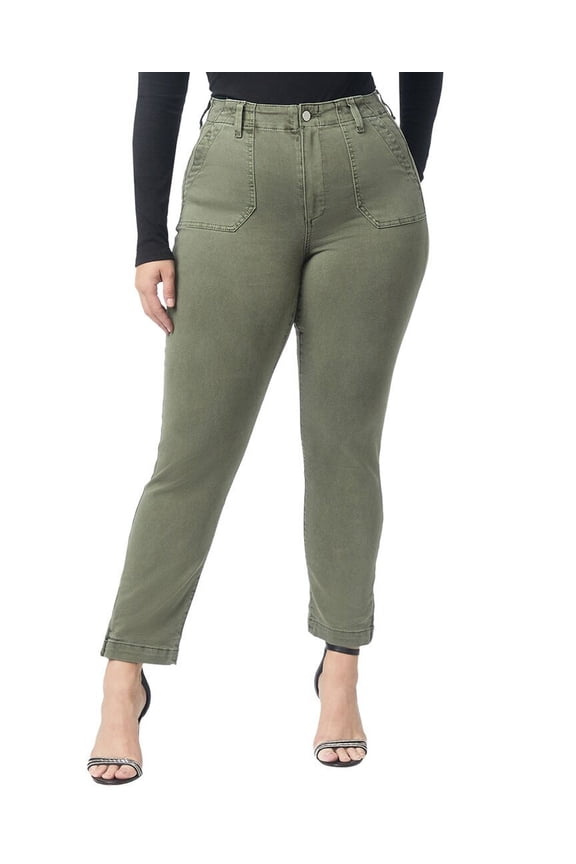 womens  Crush Crop Pant Vintage Ivy Green Utility Straight Jean, 24