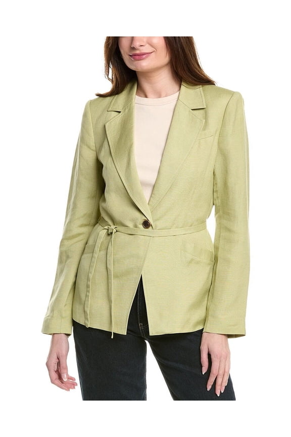 womens Genova Linen-Blend Blazer, 0, Green