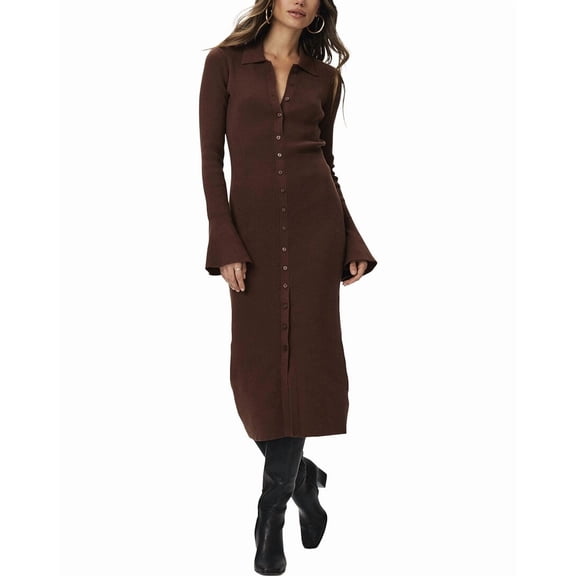 PAIGE womens Sundara Silk-Blend Dress, xs, Brown