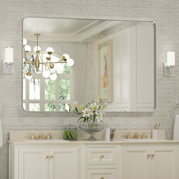 Clavie 24" Round Wall Mirror Farmhouse Mirror for Entryway, Bathroom, Livingroom, Wood Frame