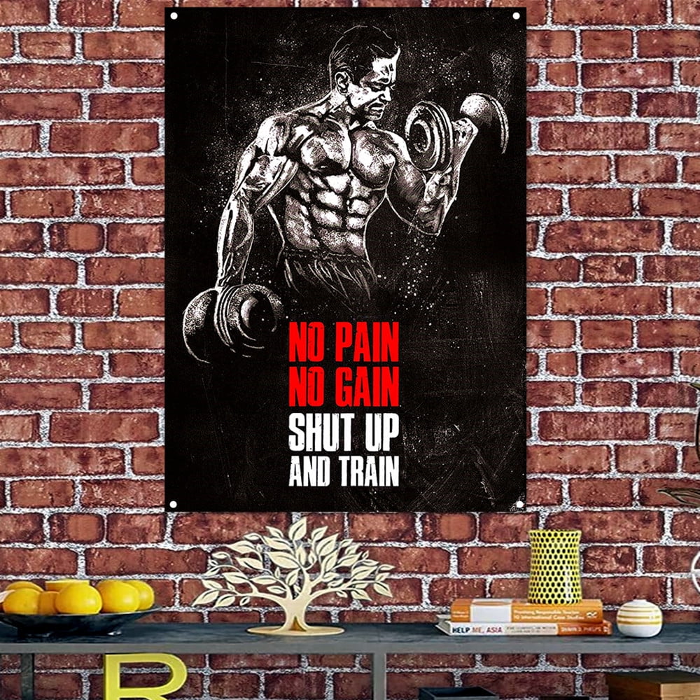 NO PAIN NO GAIN SHUT UP AND TRAIN - Sports Motivational Wall Art Poster ...