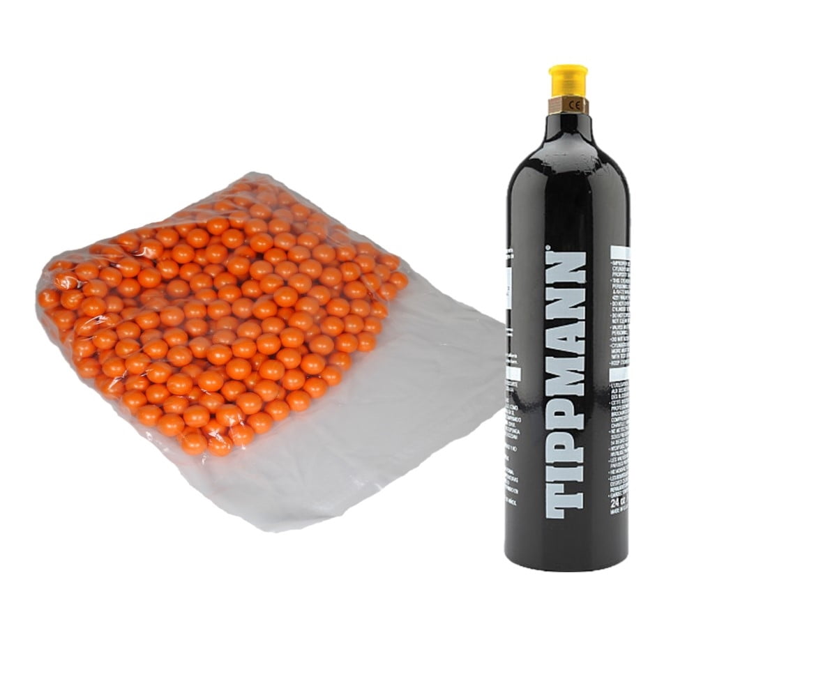 PAINTBALL PACKAGE 500 ROUNDS ORANGE CRUSH PAINTBALLS + 24OZ TIPPMANN