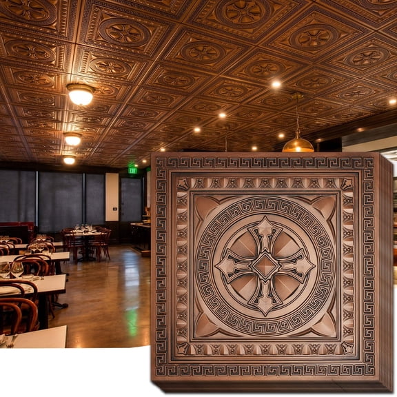 PL01 Aged Copper Faux Tin Ceiling Tiles | PAINTSDECOR
