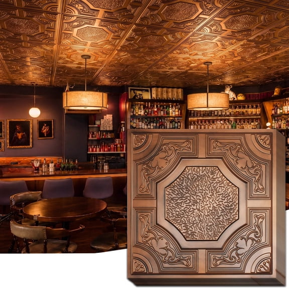 PL02 Aged Copper Faux Tin Ceiling Tiles | PAINTSDECOR