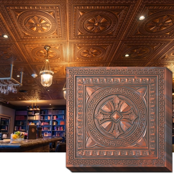PAINTSDECOR faux tin ceiling tile panels for literary book bars PL01 10-pack