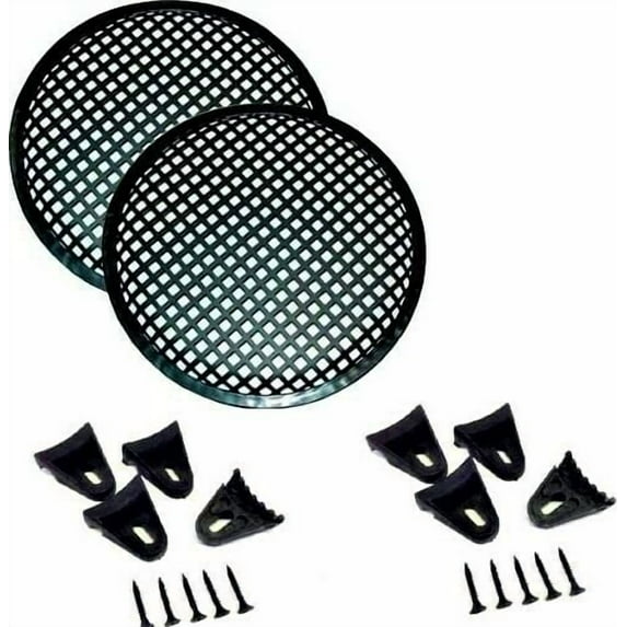 PAIR 10" INCH UNIVERSAL SPEAKER SUBWOOFER GRILL MESH COVER W/ CLIPS SCREWS GUARD