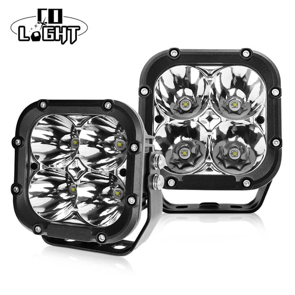 PAIR 4X4ROAD 4.5 inch Square Led Driving Lights LED Cube Pods Bar Spot Beam 5''