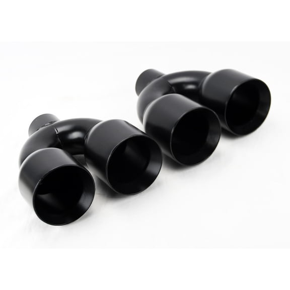 PAIR Dual 4" Quad Staggered Gloss Black Exhaust Tips Fits Chevy Camaro 2010-2023