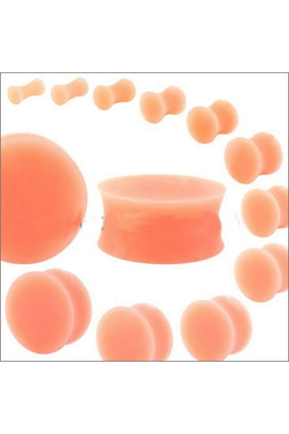 PAIR Flesh Skin Colored Plugs Hiding Hide Retainer Silicone Ear Gauges - size=0g