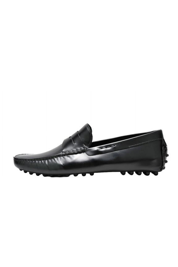 PAIR OF KINGS MEN'S THE ROYAL BOX LEATHER SLIP ON DRESS BLACK FORMAL MOCCASINS (Black, 7.5)