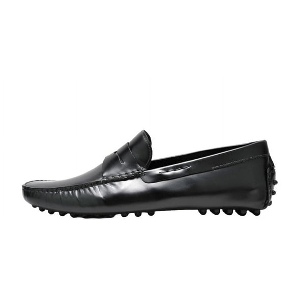 PAIR OF KINGS MEN'S THE ROYAL BOX LEATHER SLIP ON DRESS BLACK FORMAL MOCCASINS (Black, 7)
