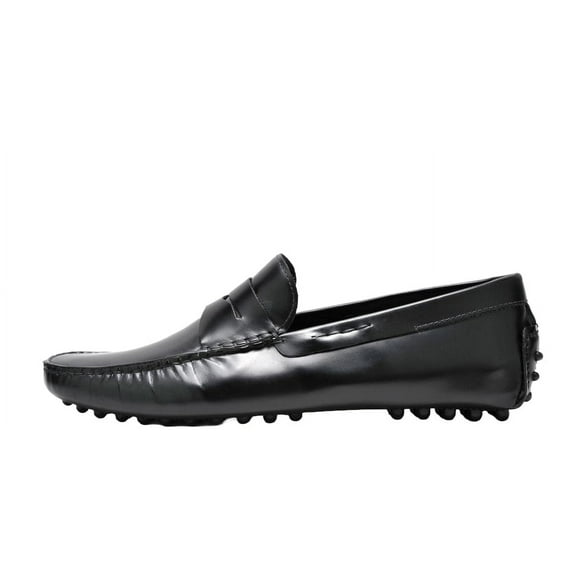 PAIR OF KINGS MEN'S THE ROYAL BOX LEATHER SLIP ON DRESS BLACK FORMAL MOCCASINS (Black, 7)